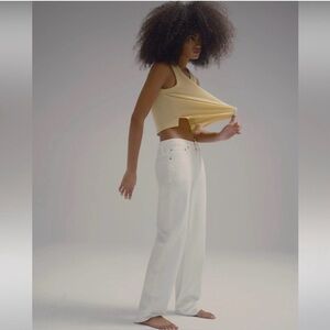 Madewell The Petite Slouchy Boyjean White Straight Leg Baggy Fit Size 31P